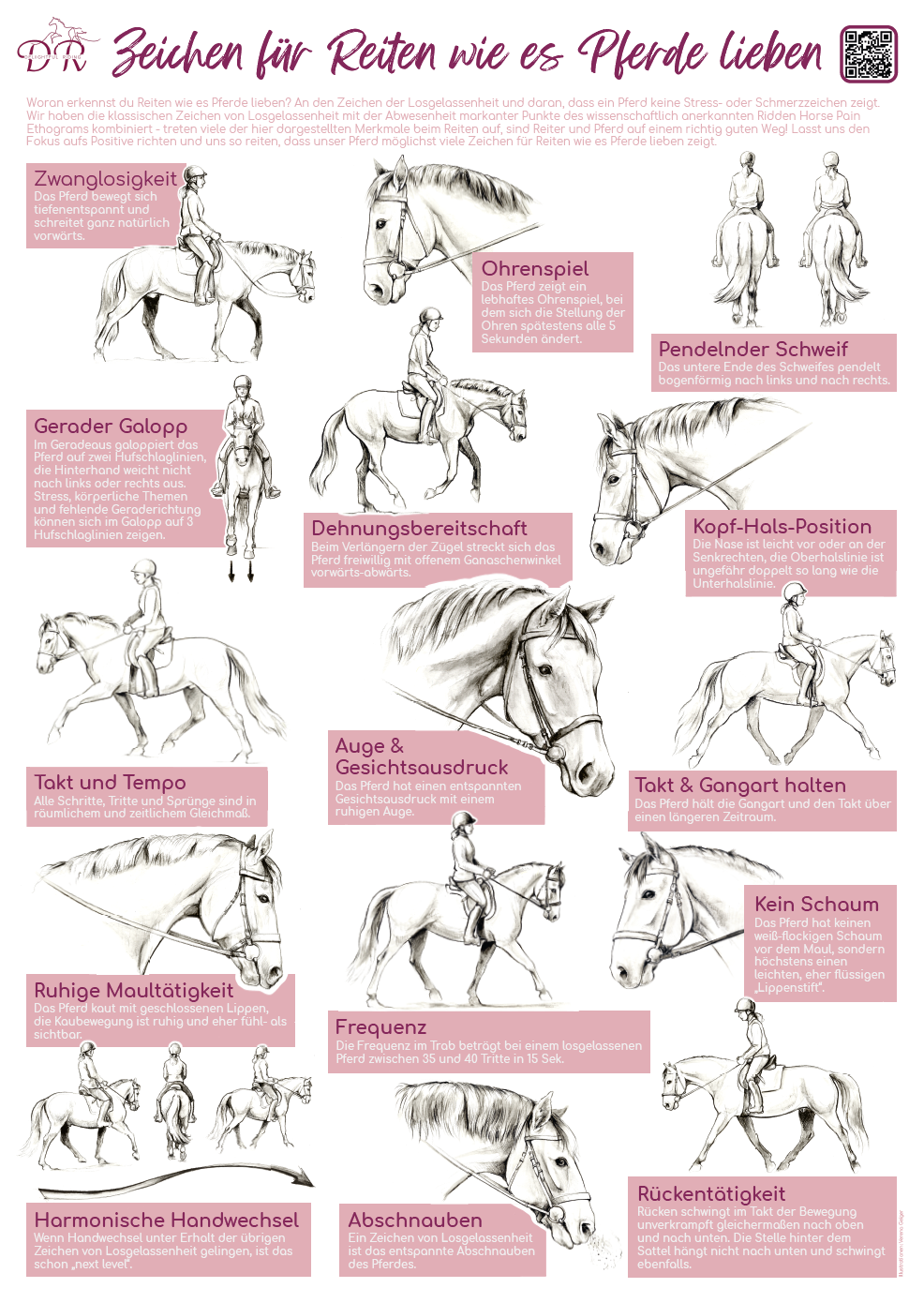 Poster: Zeichen für Reiten wie  es Pferde lieben